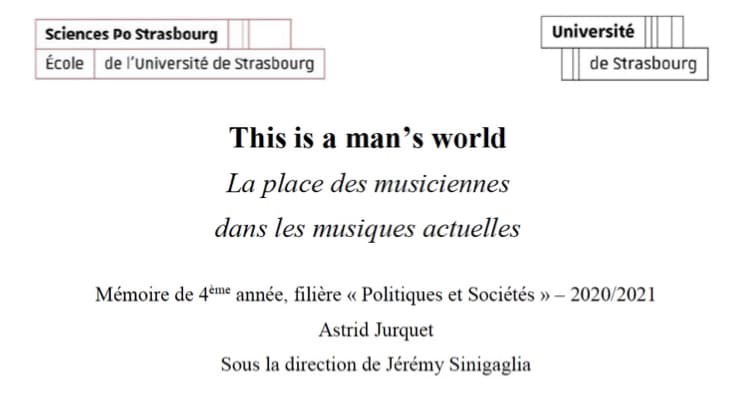 la place des musiciennes dans les musiques actuelles